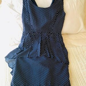 Elegant Navy Polka Dot Mini Dress